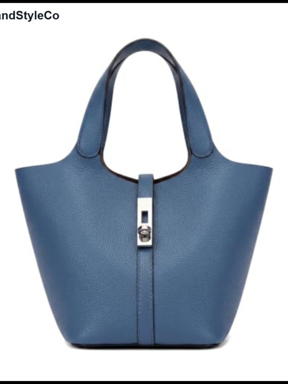 Vegan Leather Bucket Bag Top Handle Handbag with Removable Pouch